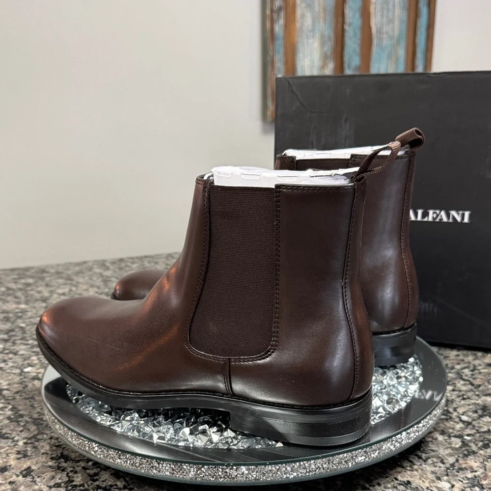Alfani Men's Luka Brown Leather Chelsea Chukka Boots NEW 10.5